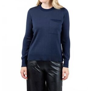 NEW PEACE OF CLOTH metallic pocket crew sweater in slate